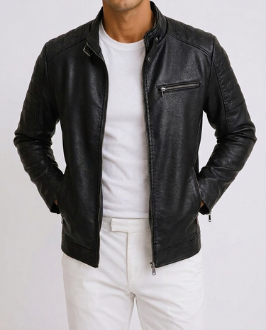 Blouson en Simili Cuir Homme Style Motard