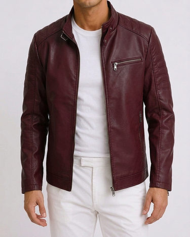 Blouson en Simili Cuir Homme Style Motard