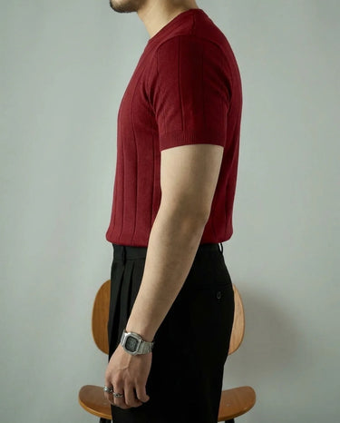 T-Shirt Homme Côtelé Manches Courtes