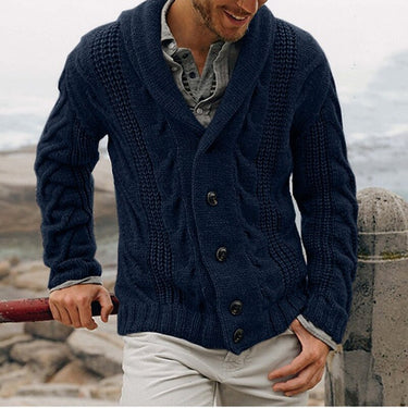 Navy chunky cardigan - Beaulin Paris
