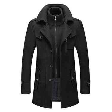 Black stand collar coat - Beaulin Paris