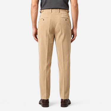 Beige pleated corduroy trousers - Beaulin Paris