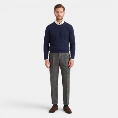 Dark Grey herringbone trousers - Beaulin Paris