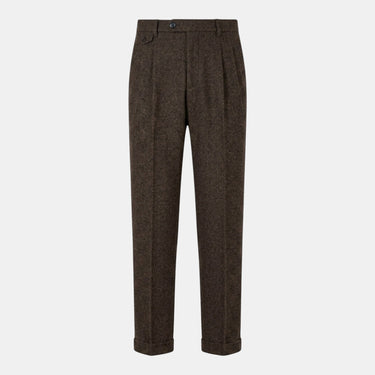 Brown herringbone trousers - Beaulin Paris