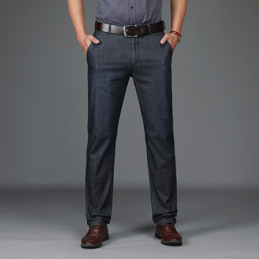 Navy straight trousers - Beaulin Paris