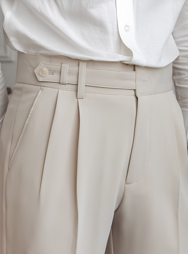 Beige pleated trousers - Beaulin Paris