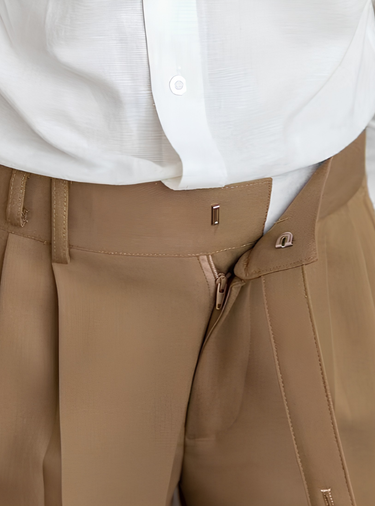 Beige pleated trousers - Beaulin Paris
