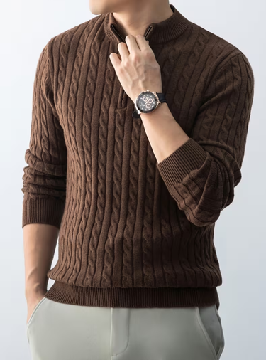 Brown cable knit jumper - Beaulin Paris