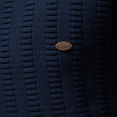 Navy half-zip jumper detail - Beaulin Paris