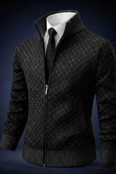 Black waffle knit cardigan - Beaulin Paris